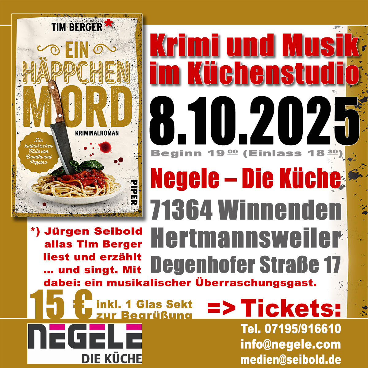 Krimilesung mit Jürgen Seibold am 8. Oktober 2025